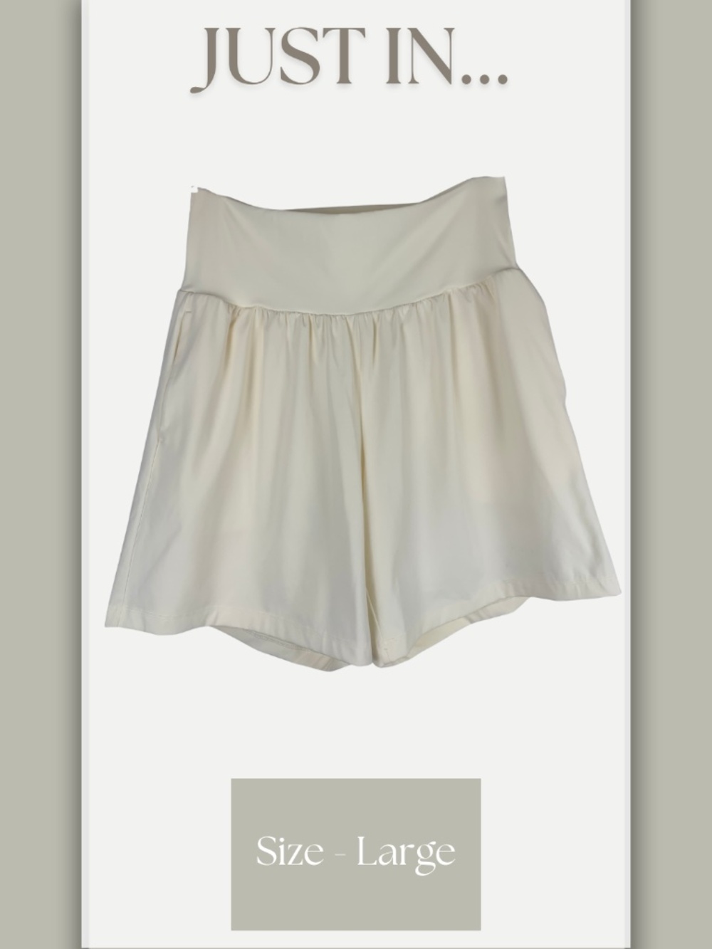 HALARA Cream High-Waist Flowy Shorts Women's L Activewear Athleisure Gym